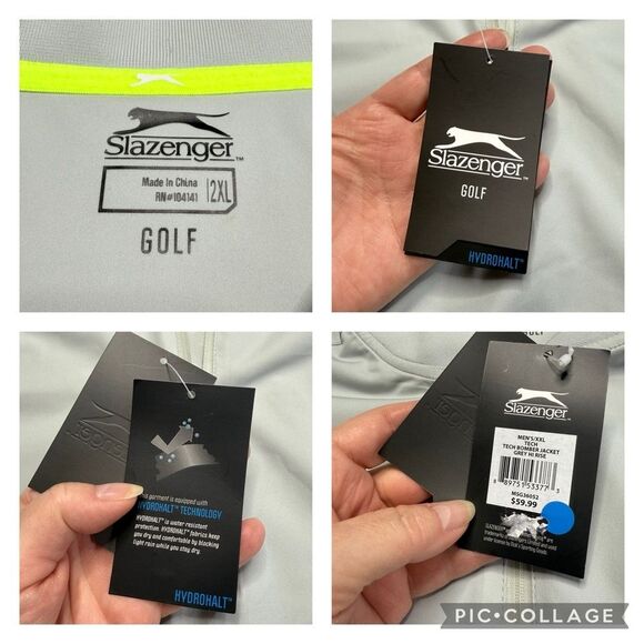 Slazenger Golf Men’s Tech Bomber Jacket Grey Hi Rise 1/2 Zip Sz XXL NWT - Picture 11 of 14